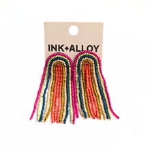 Load image into Gallery viewer, Rainbow Beaded Fringe Earrings