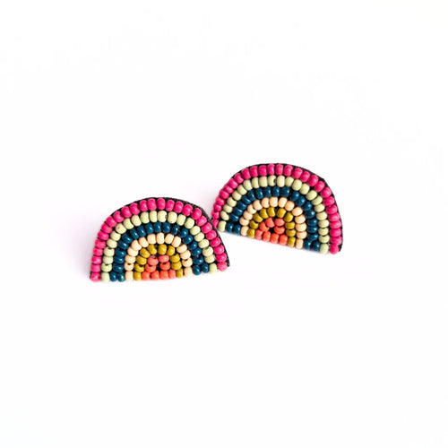 Rainbow Beaded Post Earrings