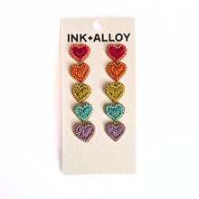 Load image into Gallery viewer, Rainbow Heart Dangle Earrings