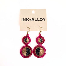 Load image into Gallery viewer, Hot Pink &amp; Red Double Circle Earrings
