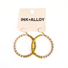 Load image into Gallery viewer, Citron &amp; Cream Dangle Hoop Earrings