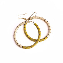 Load image into Gallery viewer, Citron &amp; Cream Dangle Hoop Earrings